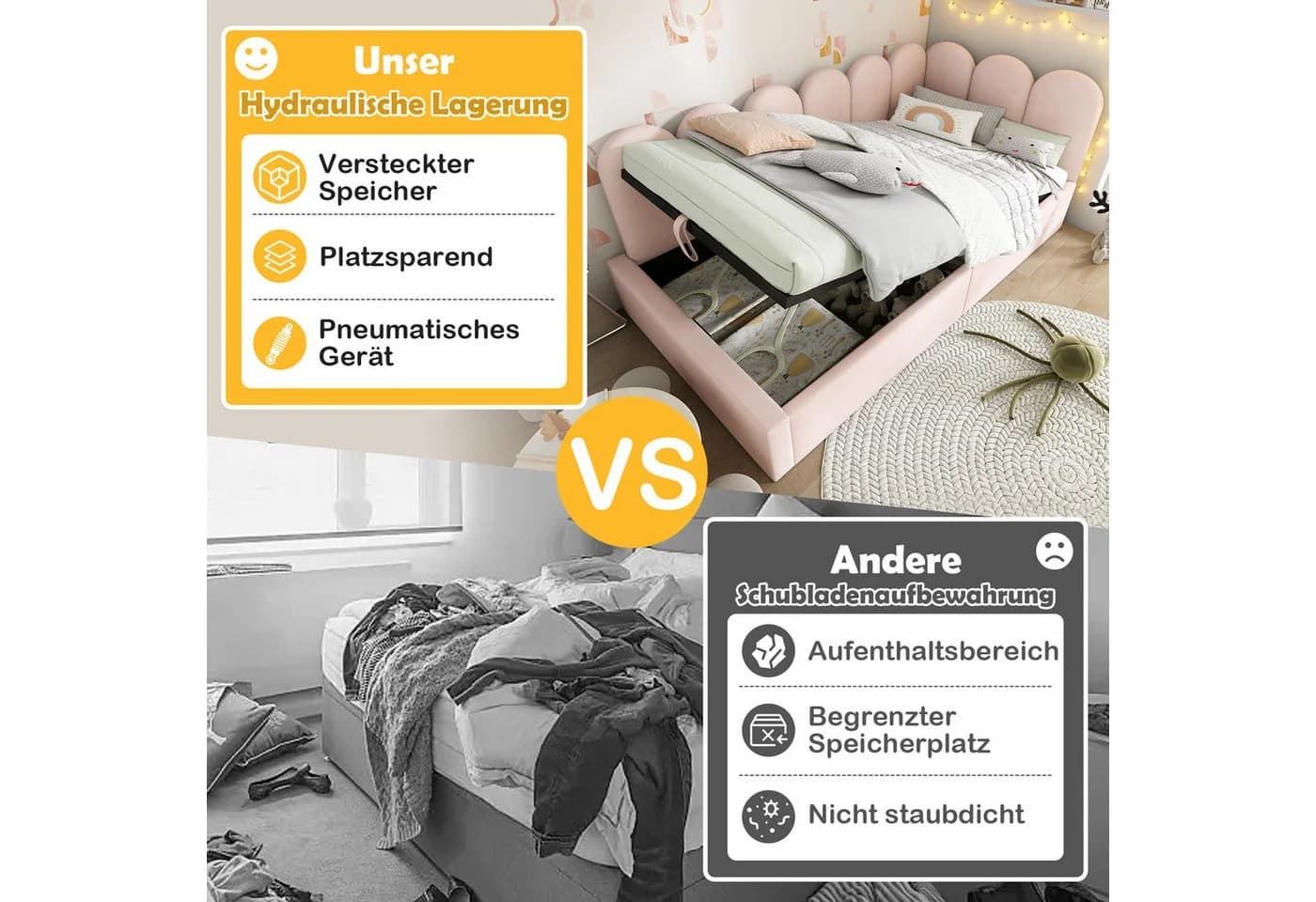 Celya Polsterbett Daybett Beige mit Stauraum - Bild 4