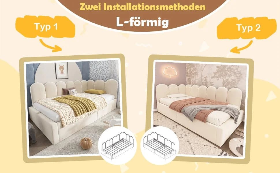 Celya Polsterbett Daybett Beige mit Stauraum - Bild 5