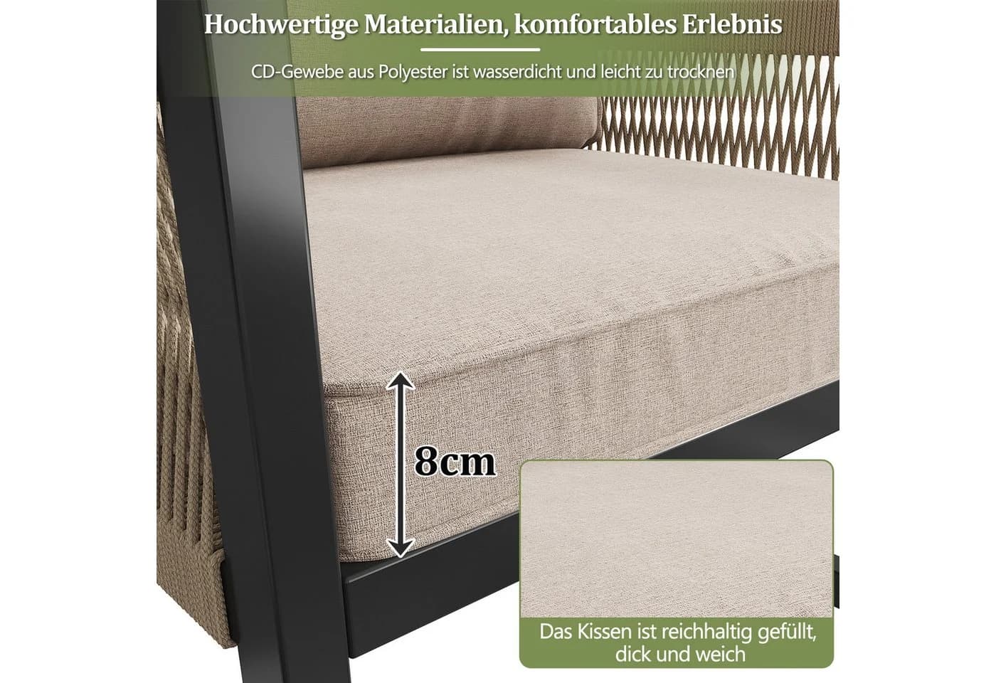 Celya Gartenlounge-Set 7-8 Sitze Beige Metall wetterfest - Bild 5