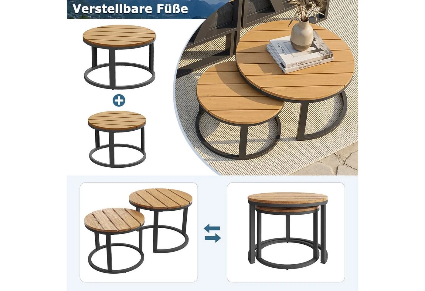 Celya Gartenlounge-Set Grau Modular Outdoor-Sitzgruppe mit Kissen - Bild 3