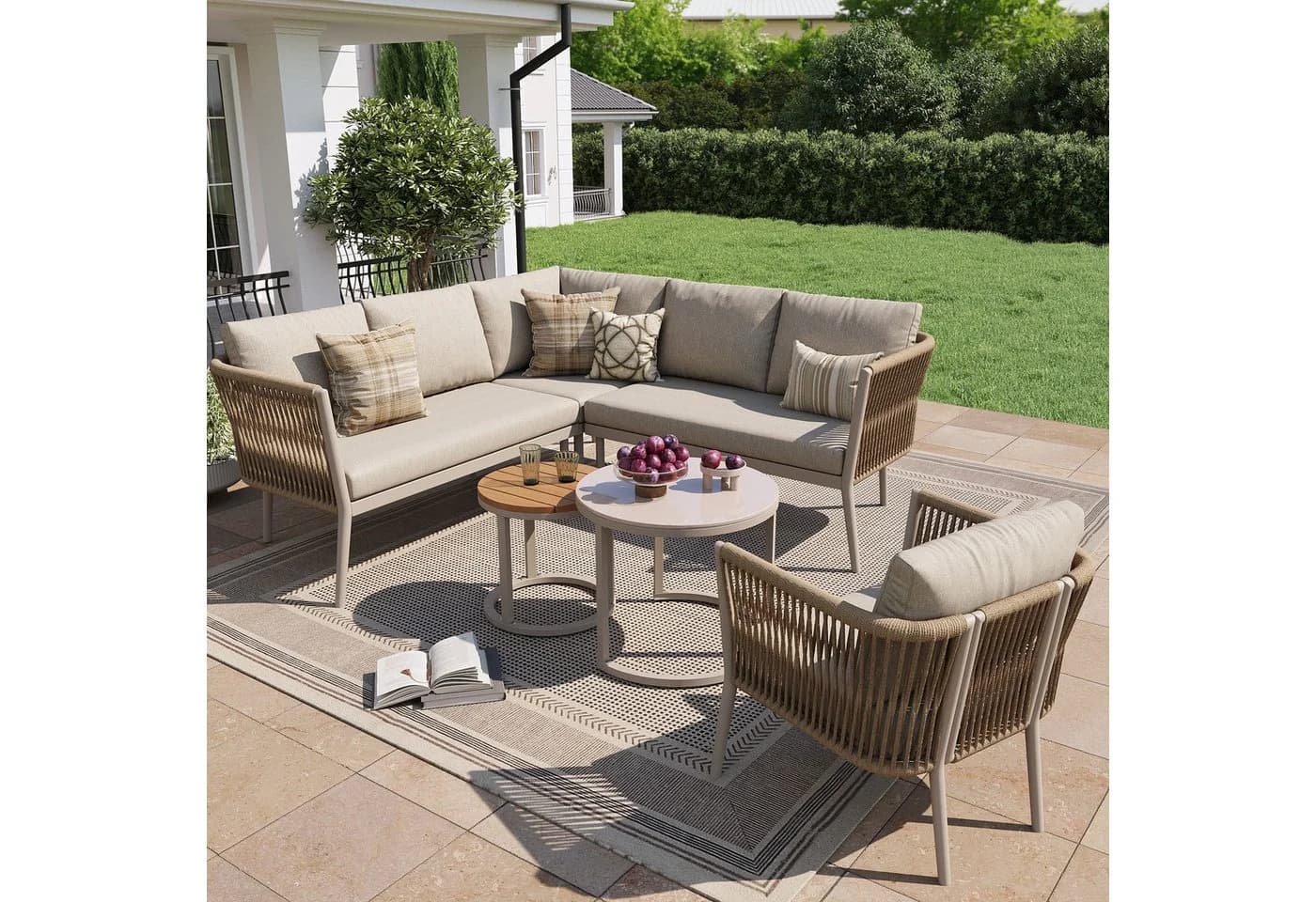 Celya Gartenlounge-Set 6-teilig Outdoor Sofa Set Beige PE-Rattan - Bild 2