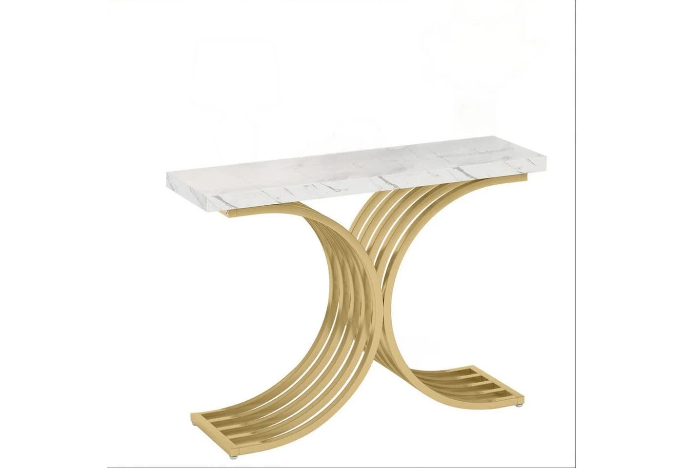 Celya Konsolentisch Weiß/Gold Marmor Metallgestell Glamour Design - Bild 2