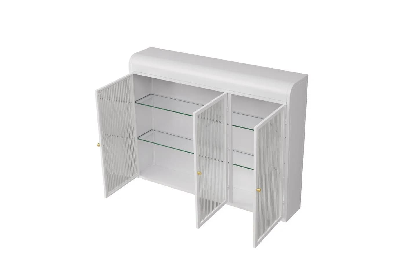 Celya Wandhängeschrank 3-türig, gewölbte Glastüren, Weiß - Bild 5