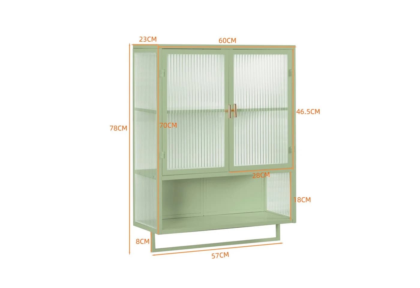 Celya Wandhängeschrank 60 cm Grün mit Glastüren Modern