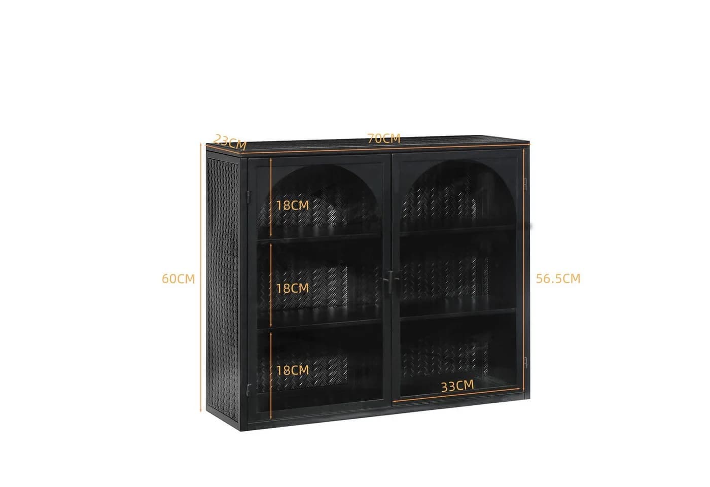 Celya Wandhängeschrank 70 cm Glas-Türen Moderner zweitüriger Wandschrank, Schwarz