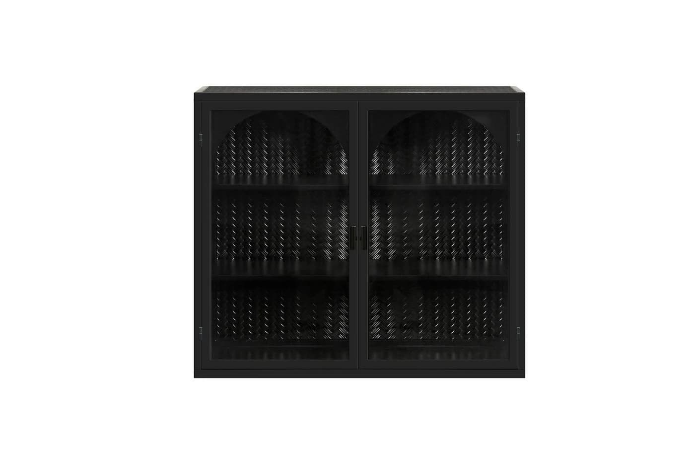 Celya Wandhängeschrank 70 cm Glas-Türen Moderner zweitüriger Wandschrank, Schwarz - Bild 4