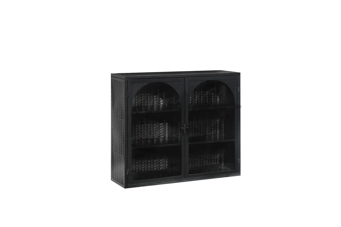 Celya Wandhängeschrank 70 cm Glas-Türen Moderner zweitüriger Wandschrank, Schwarz - Bild 5