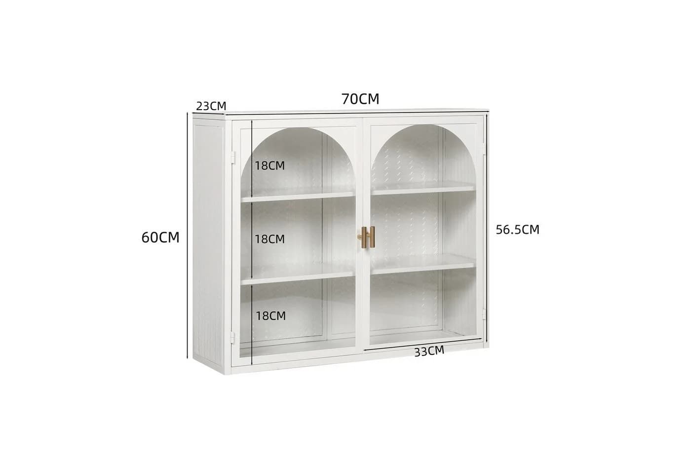 Celya Wandhängeschrank 70 cm Weiß Glas-Türen Modern