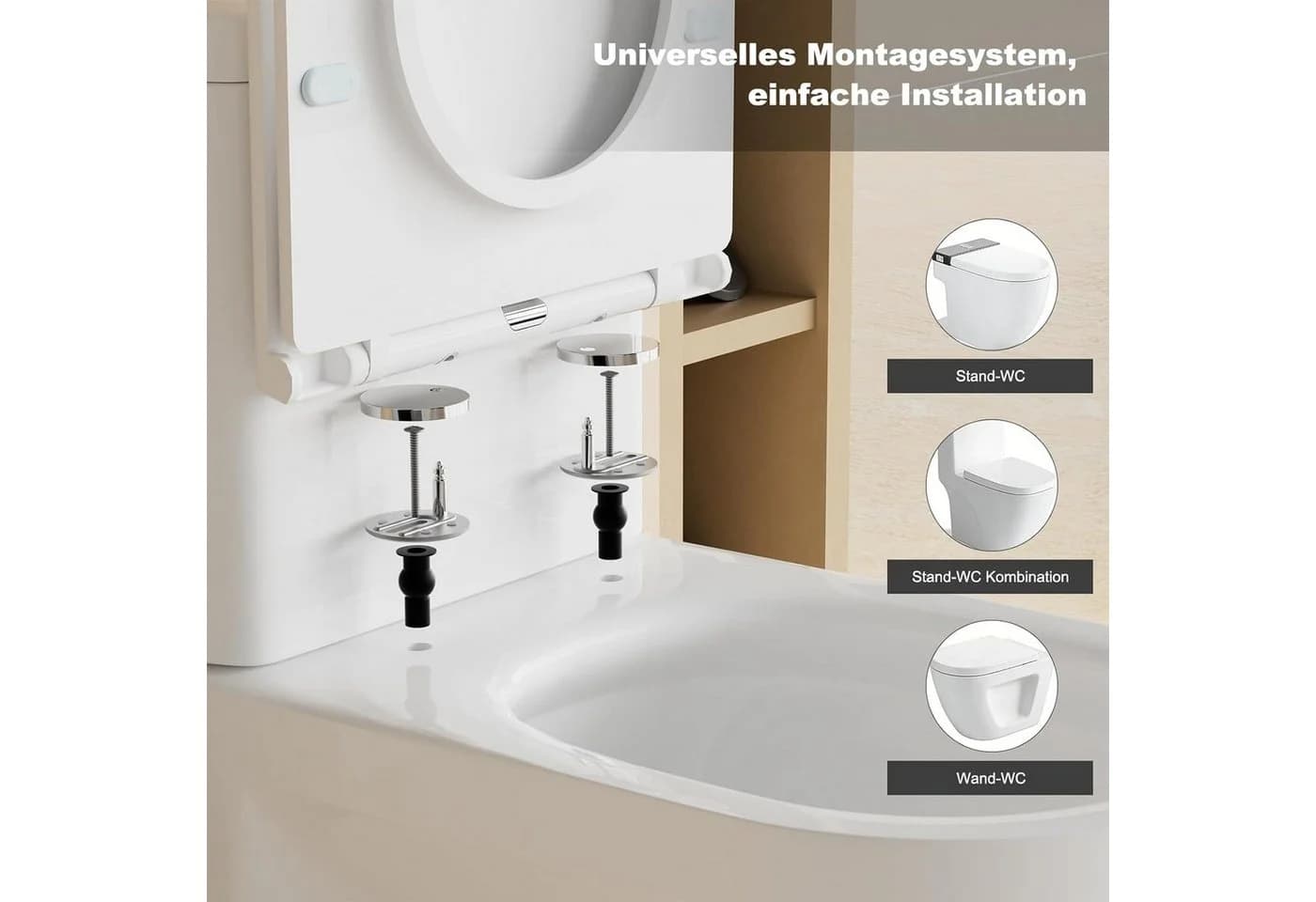 AIMAX WC-Sitz D-Form Softclose Quick Release Duroplast Weiß