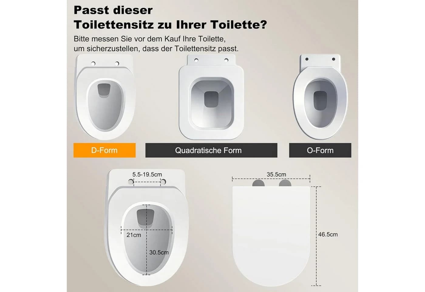 AIMAX WC-Sitz D-Form Softclose Quick Release Duroplast Weiß - Bild 3