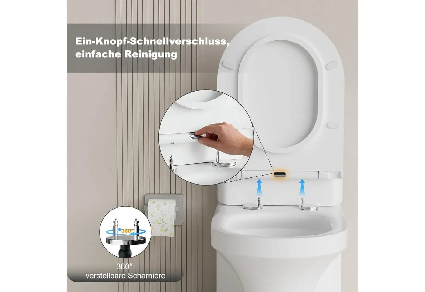 AIMAX WC-Sitz D-Form Softclose Quick Release Duroplast Weiß - Bild 4