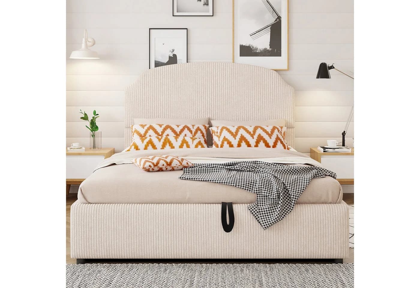 Celya Polsterbett 140x200 cm mit Stauraum Beige - Bild 2