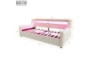 Celya Polsterbett Schlafsofa 90x200 Beige Samt Stauraum LED Bild 1