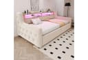 Celya Polsterbett Schlafsofa 90x200 Beige Samt Stauraum LED Bild 2
