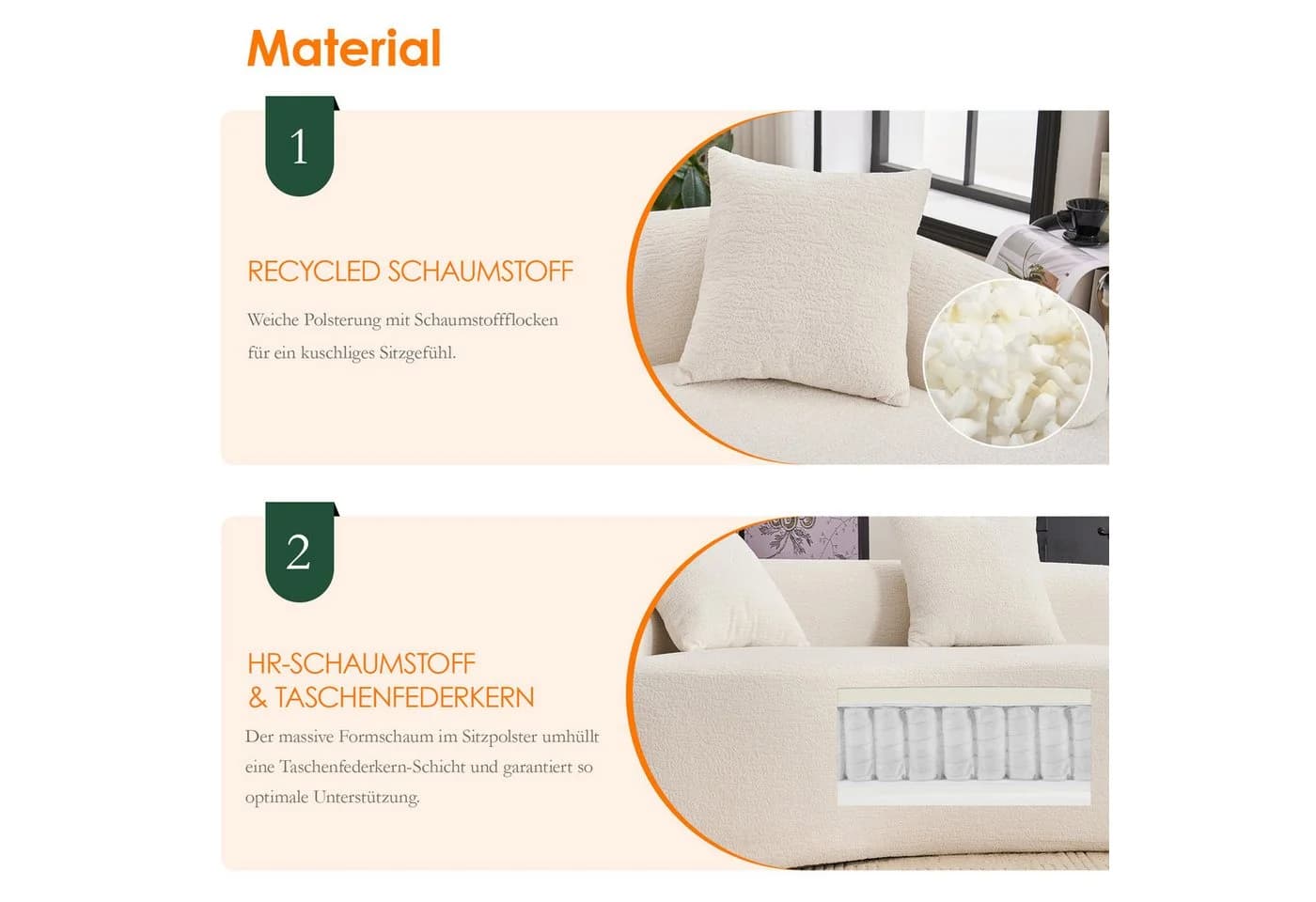 Celya Geschwungenes 4-Sitzer Sofa Chenille Weiß - Bild 3