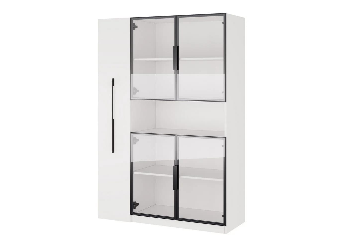 Celya Glasvitrine mit LED-Beleuchtung und Schubladen Weiß - Bild 4