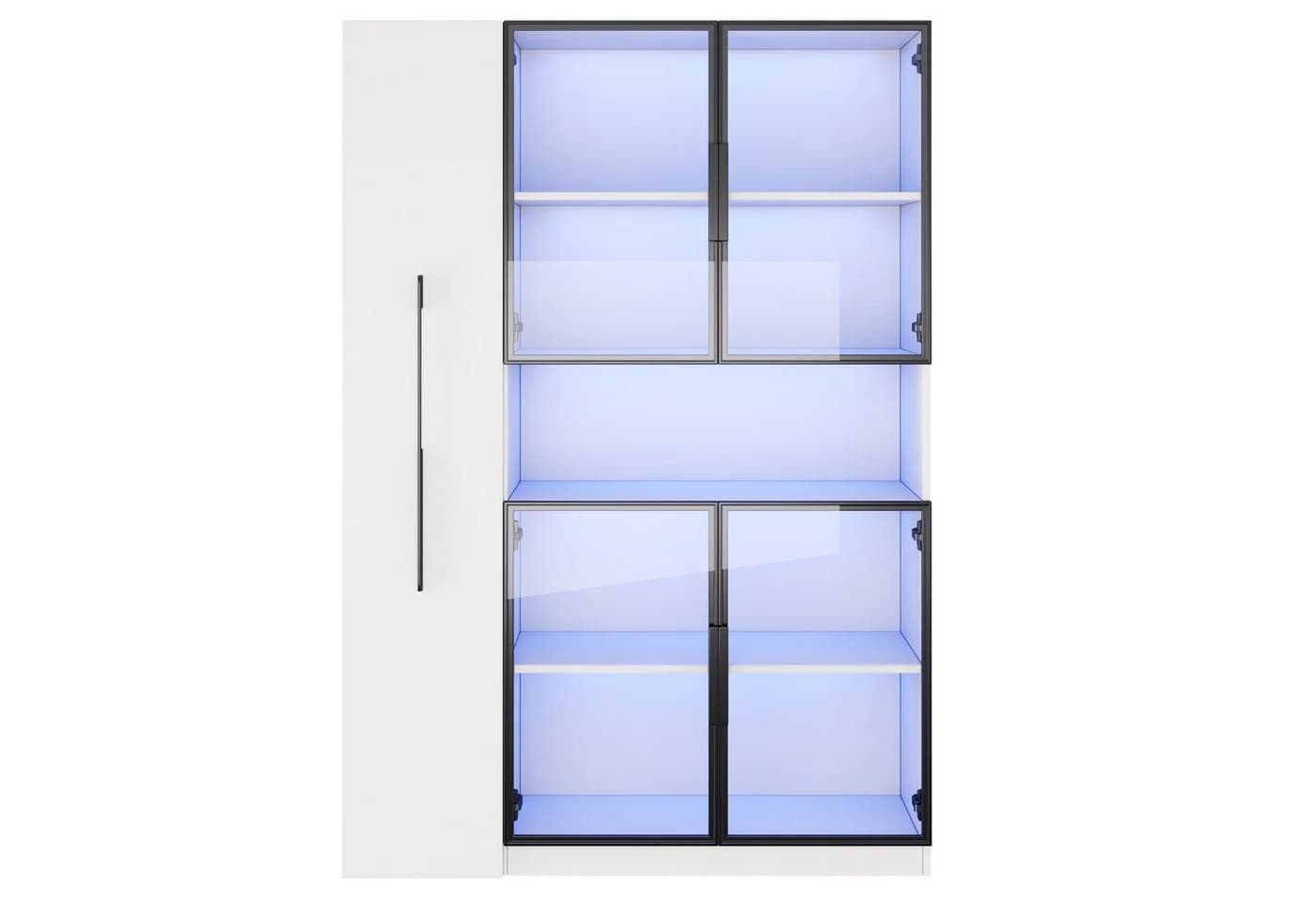 Celya Glasvitrine mit LED-Beleuchtung und Schubladen Weiß - Bild 5