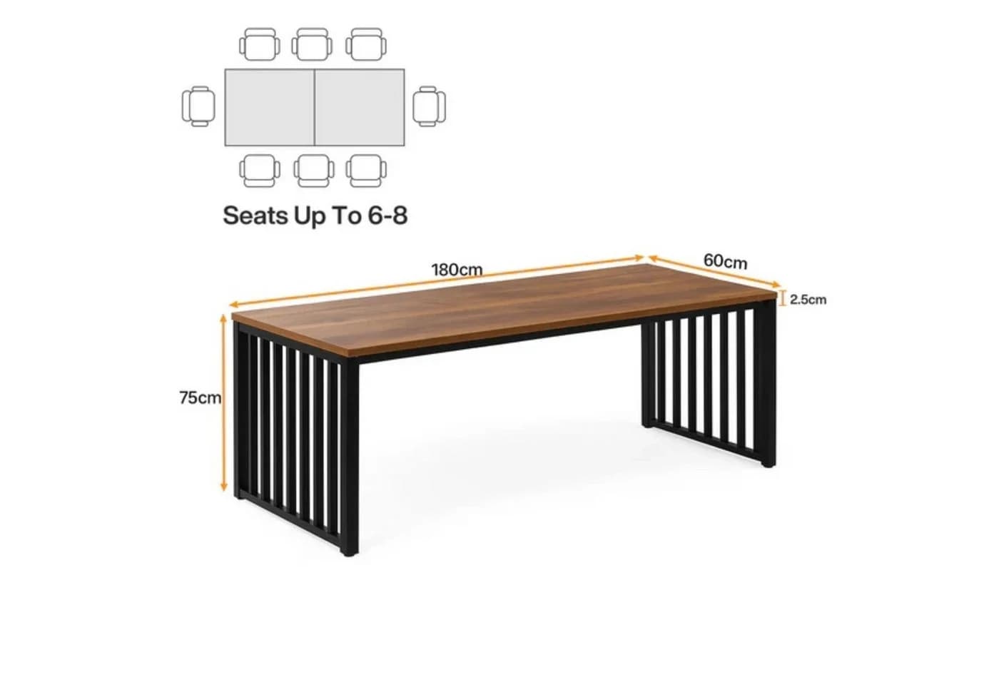 Celya Schreibtisch 180cm Braun/Grau Schwarz Weiß Industrie Design