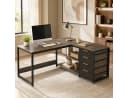 Celya Eckschreibtisch Grau mit 4 Schubladen & Regal Bild 5