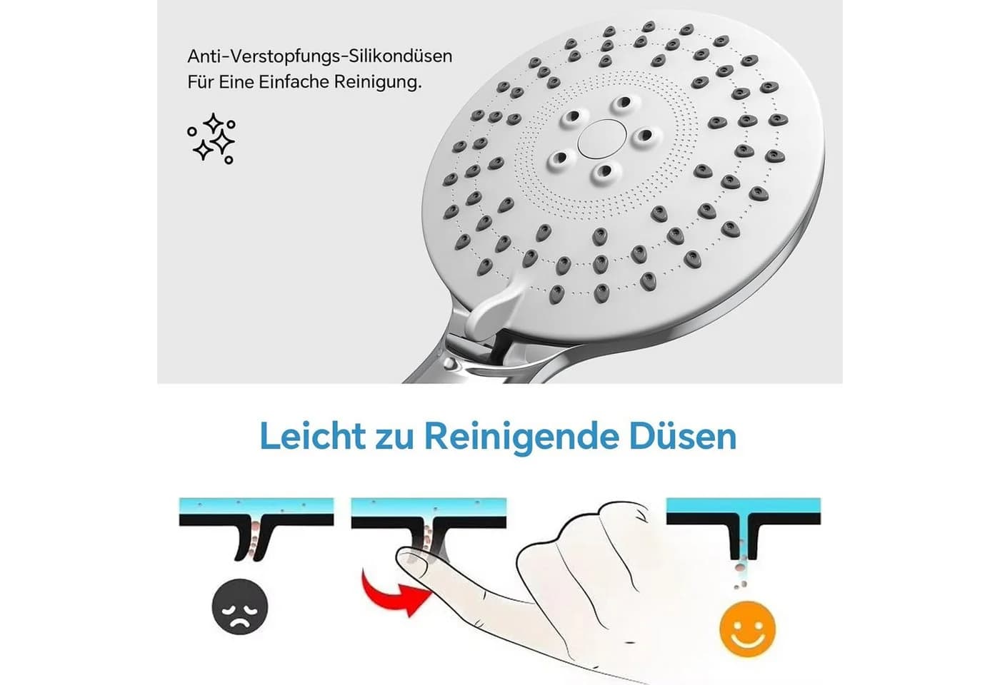 AIMAX Hochdruck Duschkopf mit Anti-Kalk & 3 Strahlarten - Bild 3