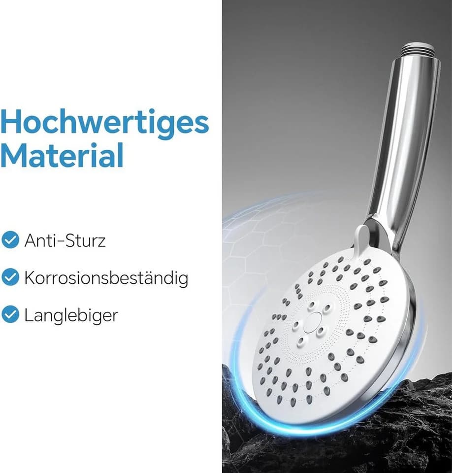 AIMAX Hochdruck Duschkopf mit Anti-Kalk & 3 Strahlarten - Bild 5