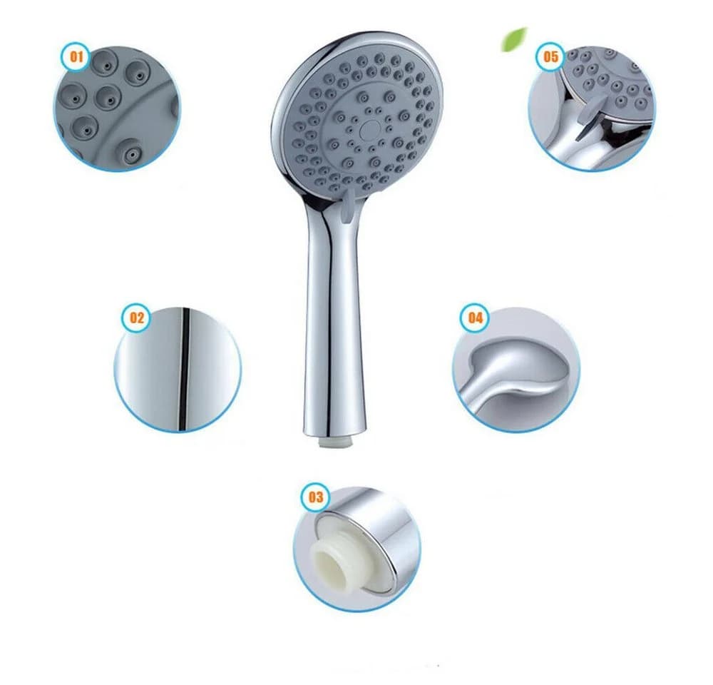 AIMAX Handbrause Duschkopf Set 5 Modi Silber mit 2m Schlauch - Bild 3