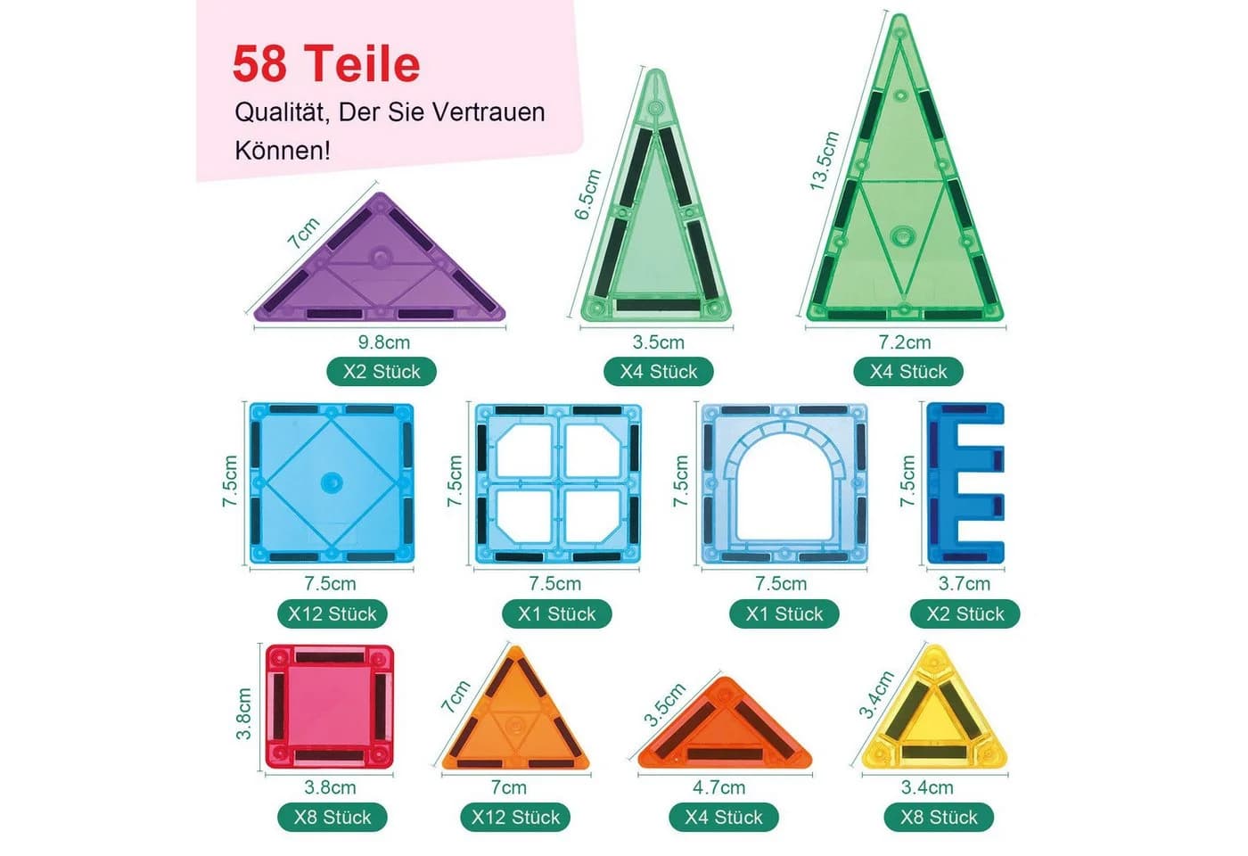 AIMAX Magnetbausteine 58 Teile STEM Konstruktionsspielzeug Bunt