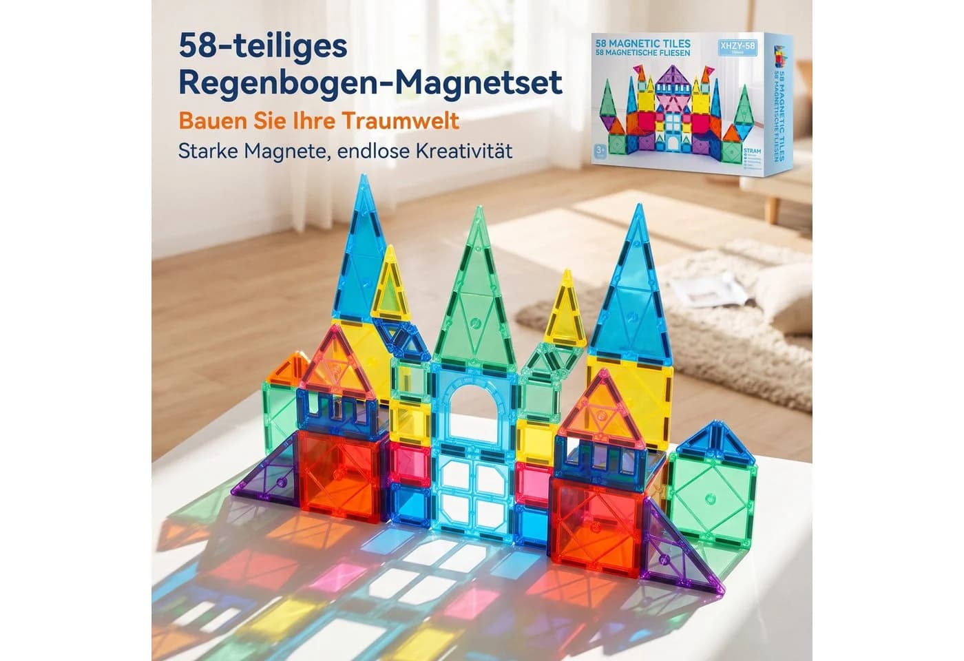 AIMAX Magnetbausteine 58 Teile STEM Konstruktionsspielzeug Bunt - Bild 2