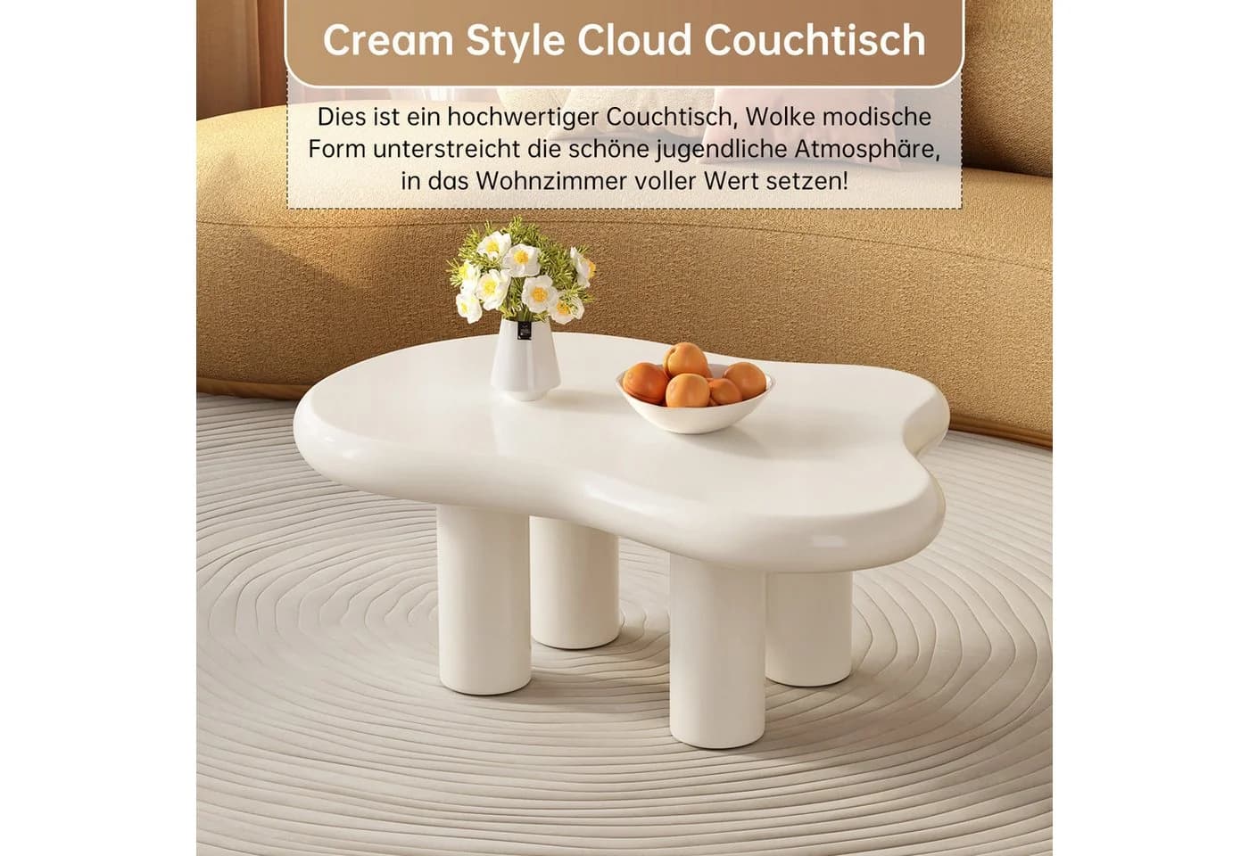 Guyii Couchtisch Wolkenform Schwarz/Cremeweiß Modern - Bild 5