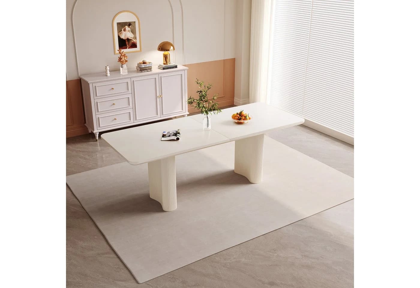 Guyii Esstisch 200 cm Cremeweiß Minimalistisch - Bild 2