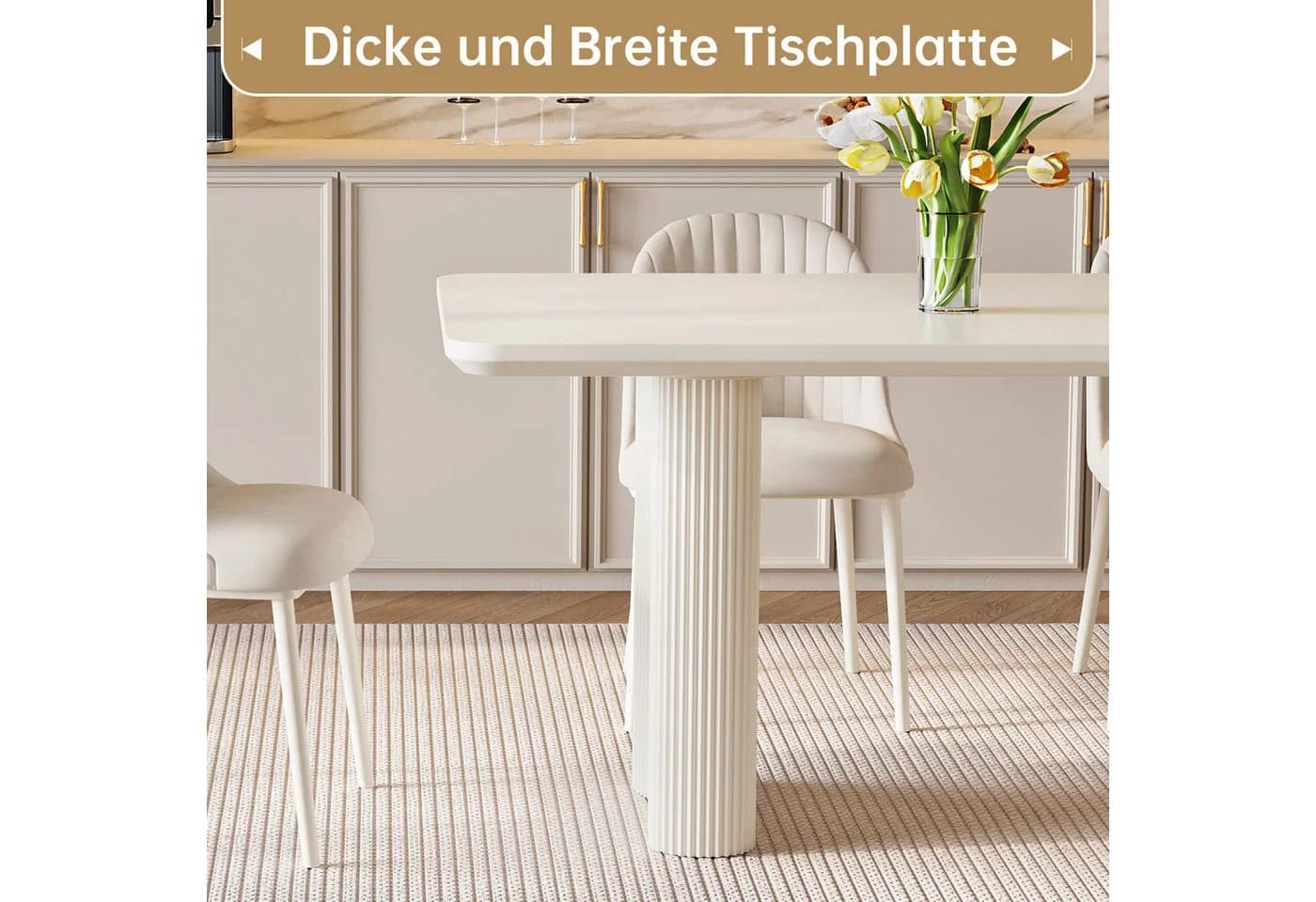 Guyii Esstisch 200 cm Cremeweiß Minimalistisch - Bild 5