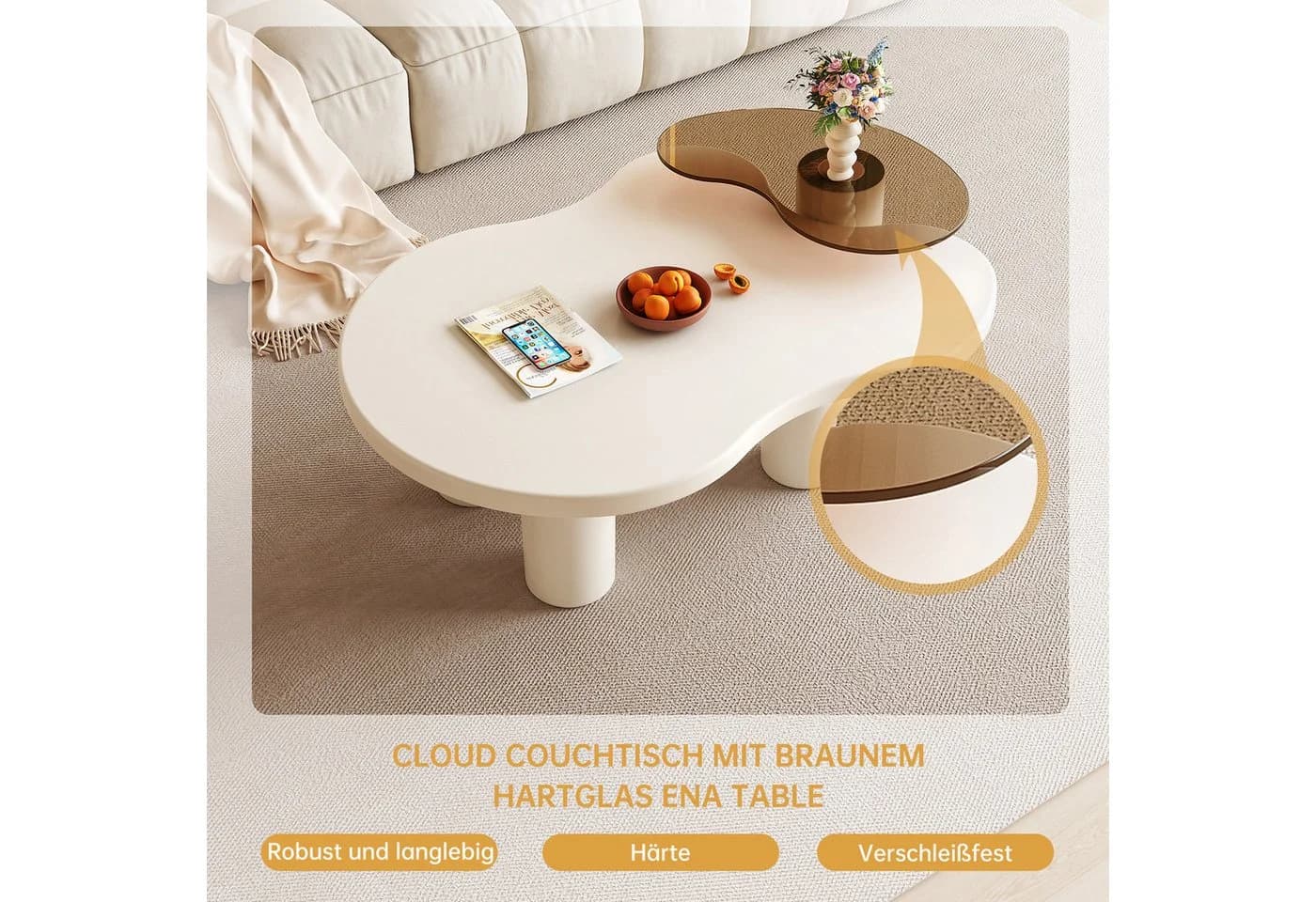 Guyii Couchtisch Wolkenform Cream-Style zweistöckig modern - Bild 4
