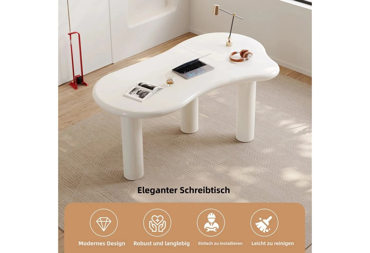 Guyii Schreibtischstuhl Kreativer Wolkenform Cremeweiß - Bild 5