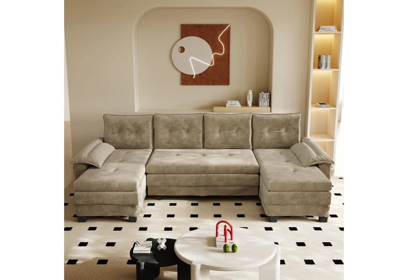 Celya Schlafsofa U-Form mit Bettfunktion und USB-Anschluss - Bild 2