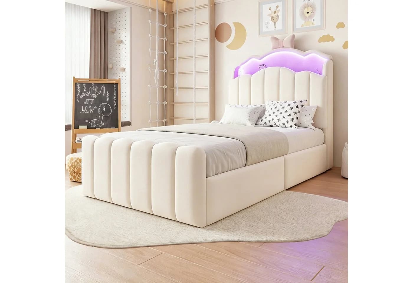 Celya Polsterbett Beige mit LED-Kopfteil & USB-Anschlüssen - Bild 2