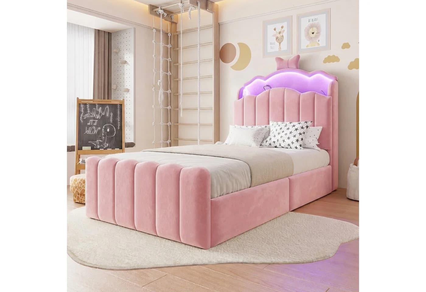 Celya Polsterbett Rosa mit LED-Kopfteil und USB-Anschlüssen - Bild 2