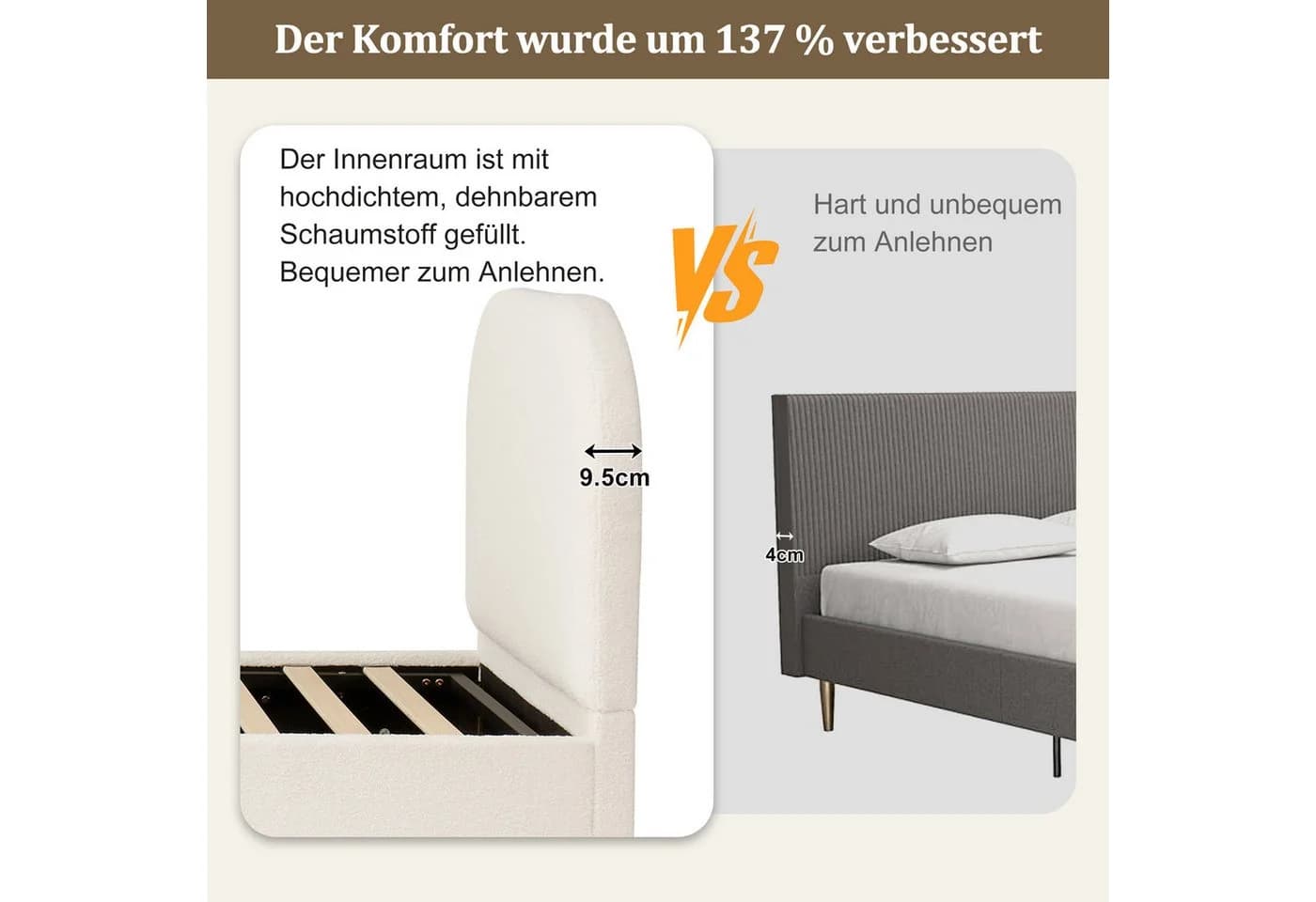 Celya Polsterbett Einzelbett Beige mit Stauraum - Bild 5