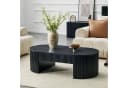 Celya Couchtisch Oval Schwarz mit Schublade und Fluted-Design Bild 2