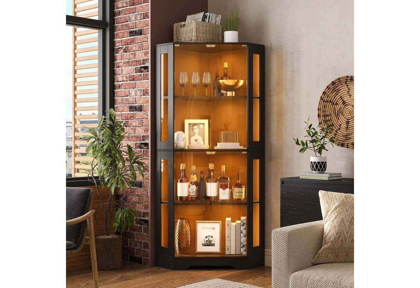 Celya Eckvitrine mit LED-Beleuchtung und Glasregalen - Bild 2