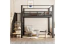 Celya Hochbett Metall Schwarz mit Stauraumtreppe und Sicherheitsgitter Bild 4