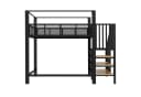 Celya Hochbett Metall Schwarz mit Stauraumtreppe und Sicherheitsgitter Bild 5