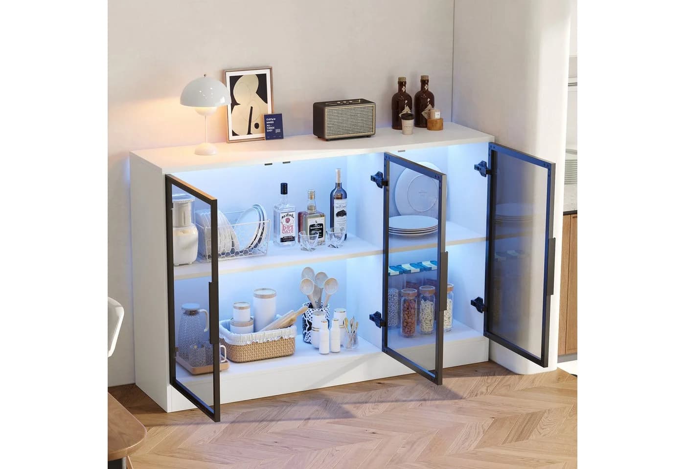 Celya Glasvitrine mit LED-Beleuchtung und grauen Glasfronten - Bild 4