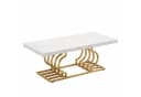 Celya Couchtisch Cocktailtisch Weiß Gold Geometrisches Gestell Bild 3