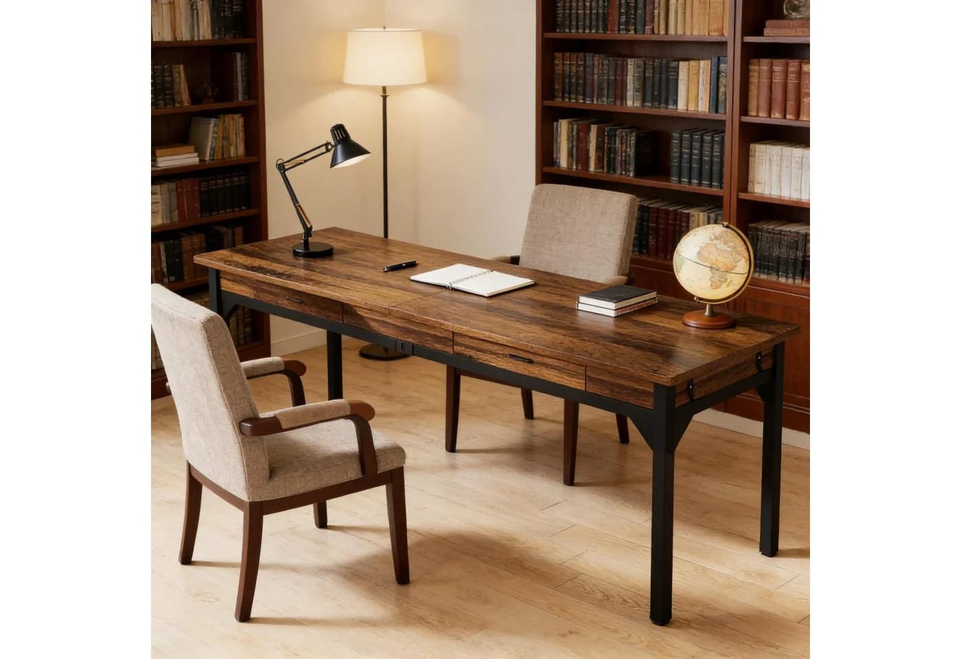Celya Schreibtisch 200cm 2-Personen mit Schubladen & Haken - Bild 2