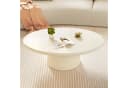 Guyii Couchtisch Oval Cremeweiß Minimalistischer Kaffeetisch Bild 2