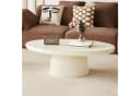 Guyii Couchtisch Oval Cremeweiß Minimalistischer Kaffeetisch Bild 4