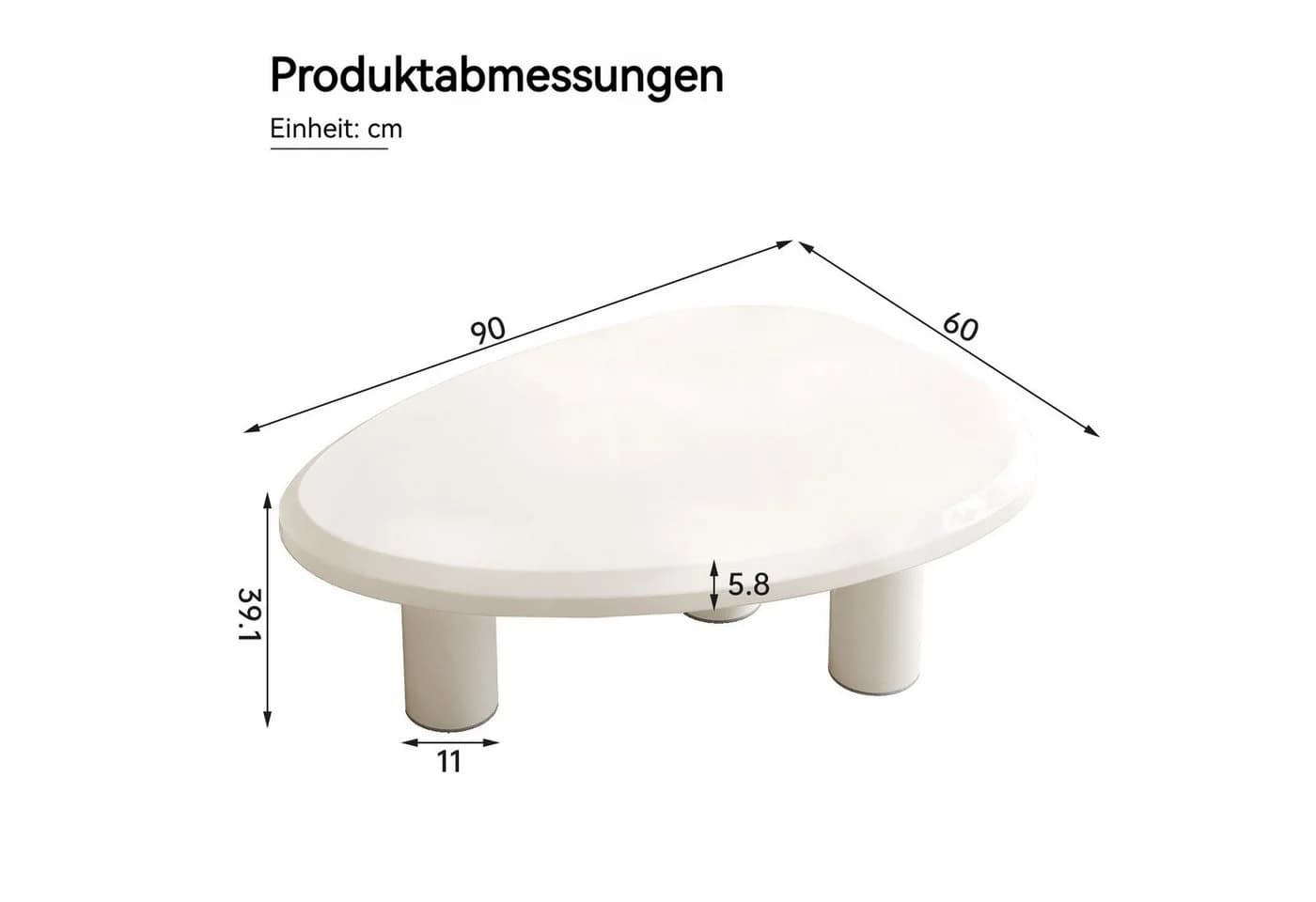 Guyii Couchtisch oval Cremeweiß Hochglanz
