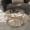 Celya Runder Couchtisch 80cm Glastisch Verchromt Gold Modern Bild 3