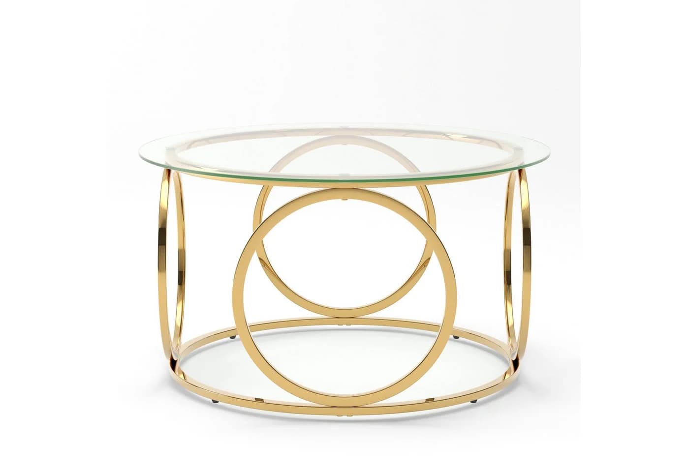 Celya Runder Couchtisch 80cm Glastisch Verchromt Gold Modern - Bild 5