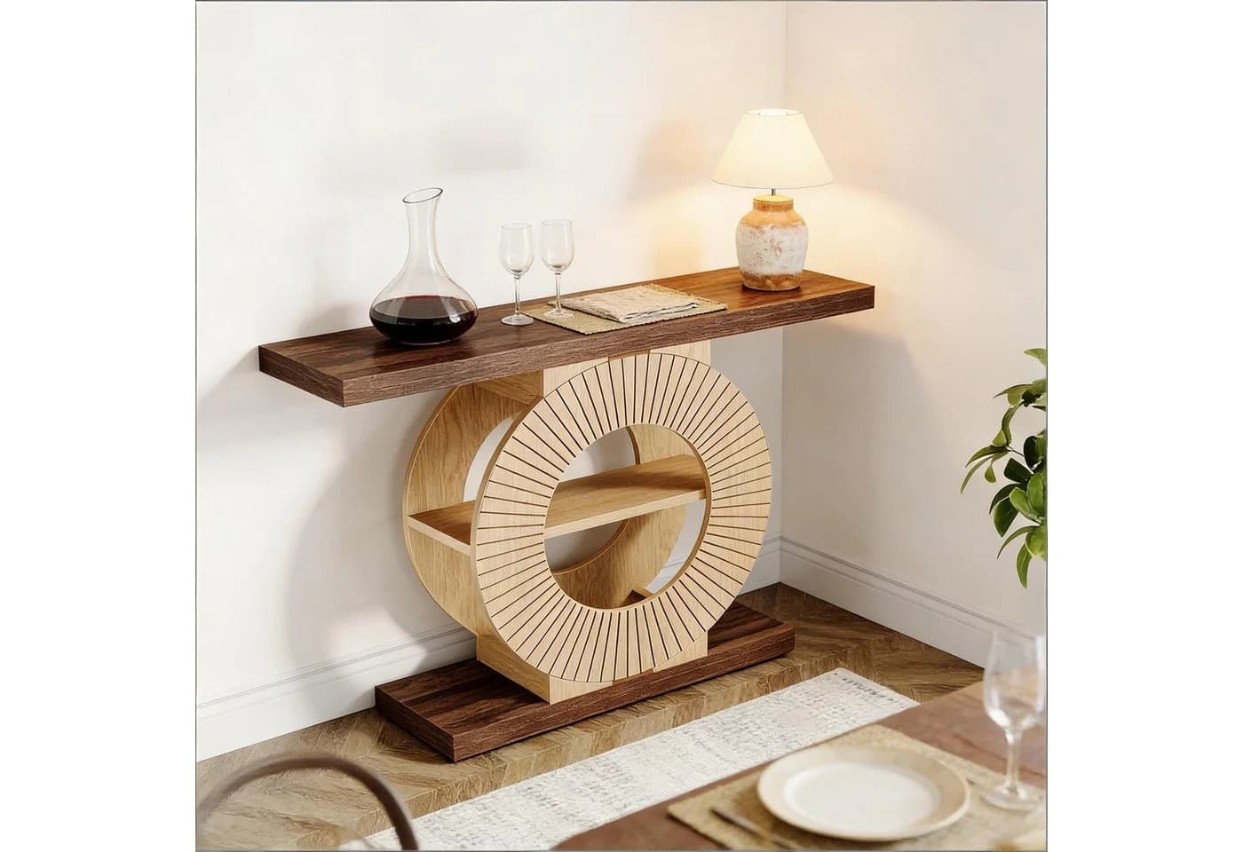 Celya Konsolentisch 100cm Braun mit offenen Regalböden - Bild 3